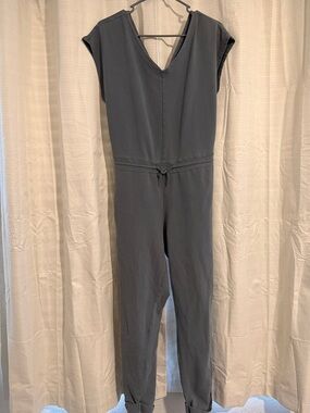 Patagonia Gray V-Neck Drawstring Waist Jumpsuit